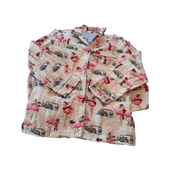 Nick & Nora Womens Flamingo AirStream Camper Print Pajama Set L - Picture 1 of 7